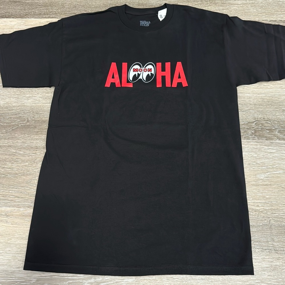🆕 in4mation Men’s Black T-shirt Aloha! with MOON, Size M